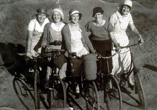 Smiley and Bunn family members bike riding